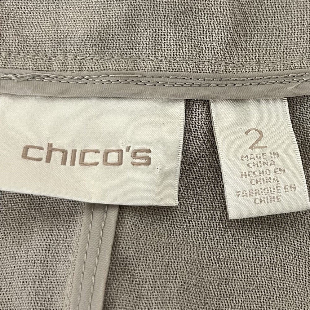 Chicos Vest Womens 2 US Large Beige Crochet Sleeveless Open Front‎ Asymetrical - Picture 6 of 9